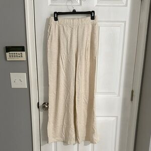 Aerie Cream Wide-Leg Lounge Pants